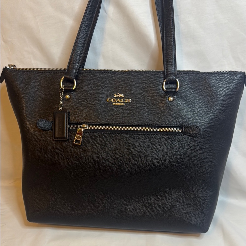 Coach Black Tote with Gold Accents Large Tote Bag